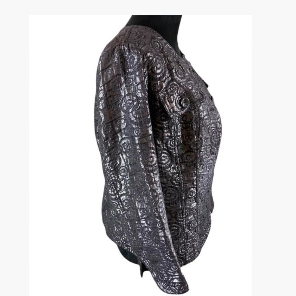 Ruby Rd Geometric Patterned Jacket In Gunmetal Gr… - image 3